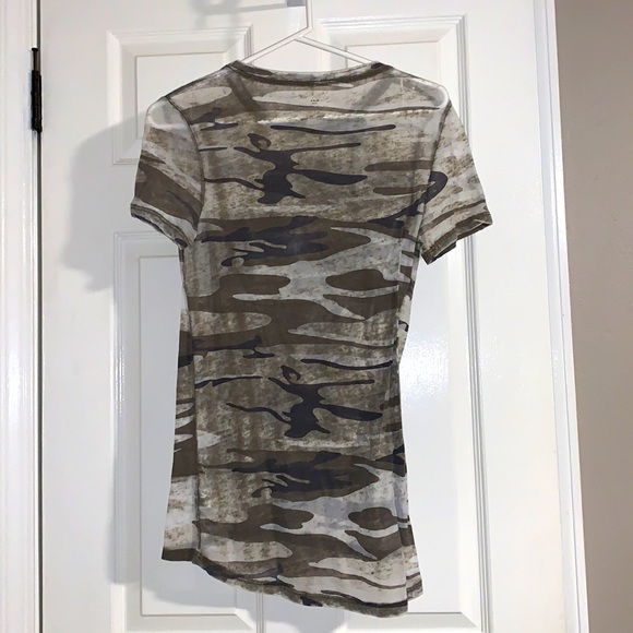 Army green fatigue scoop neck, short sleeve, some what sheer,  shirt size small - Picture 4 of 4